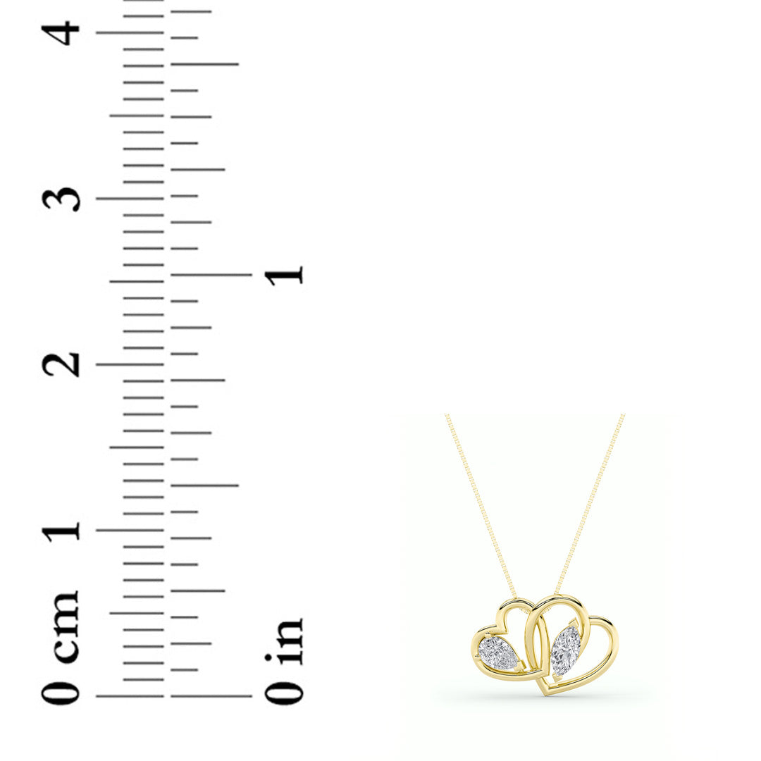 2CTW Marquise Shaped Lab Grown Diamond (F/VS) Heart Shaped Pendant in 14K Gold