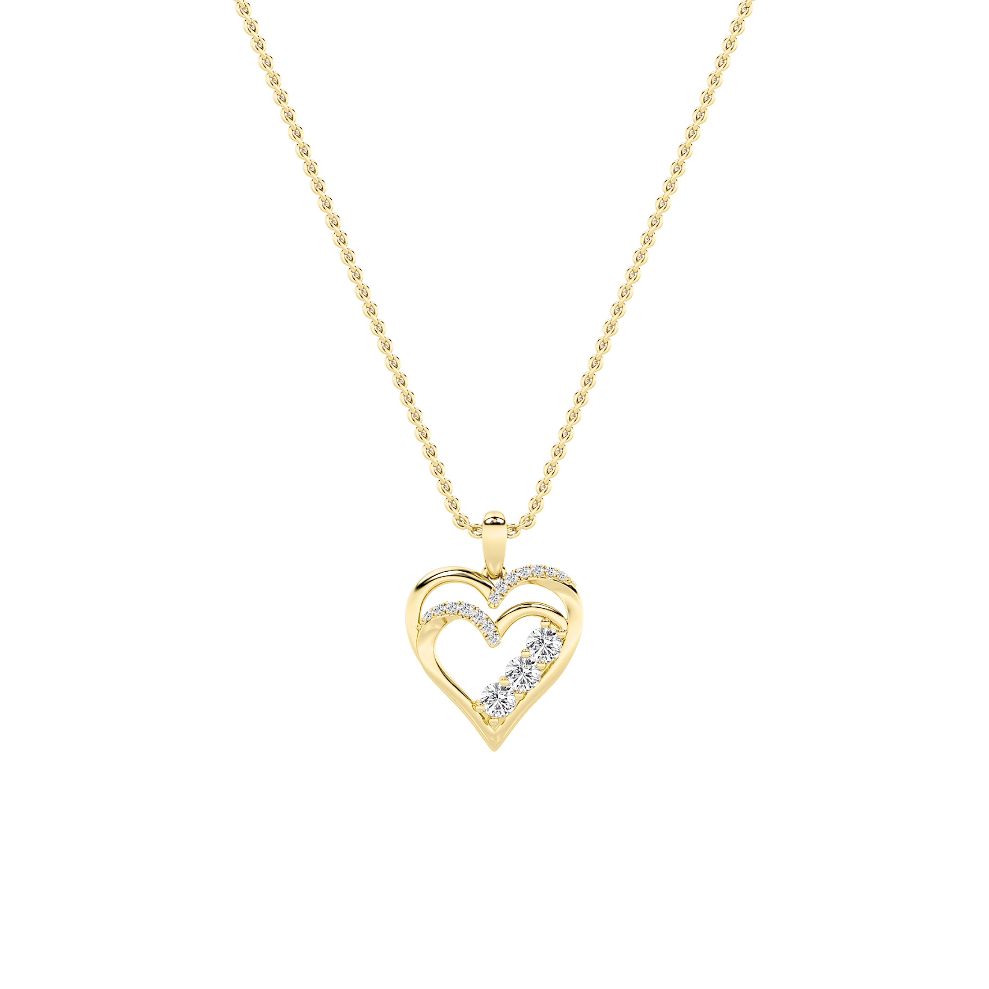 1CTW Round Shaped Lab Grown Diamond (F/VS) Heart Shaped Pendant in 14K Gold
