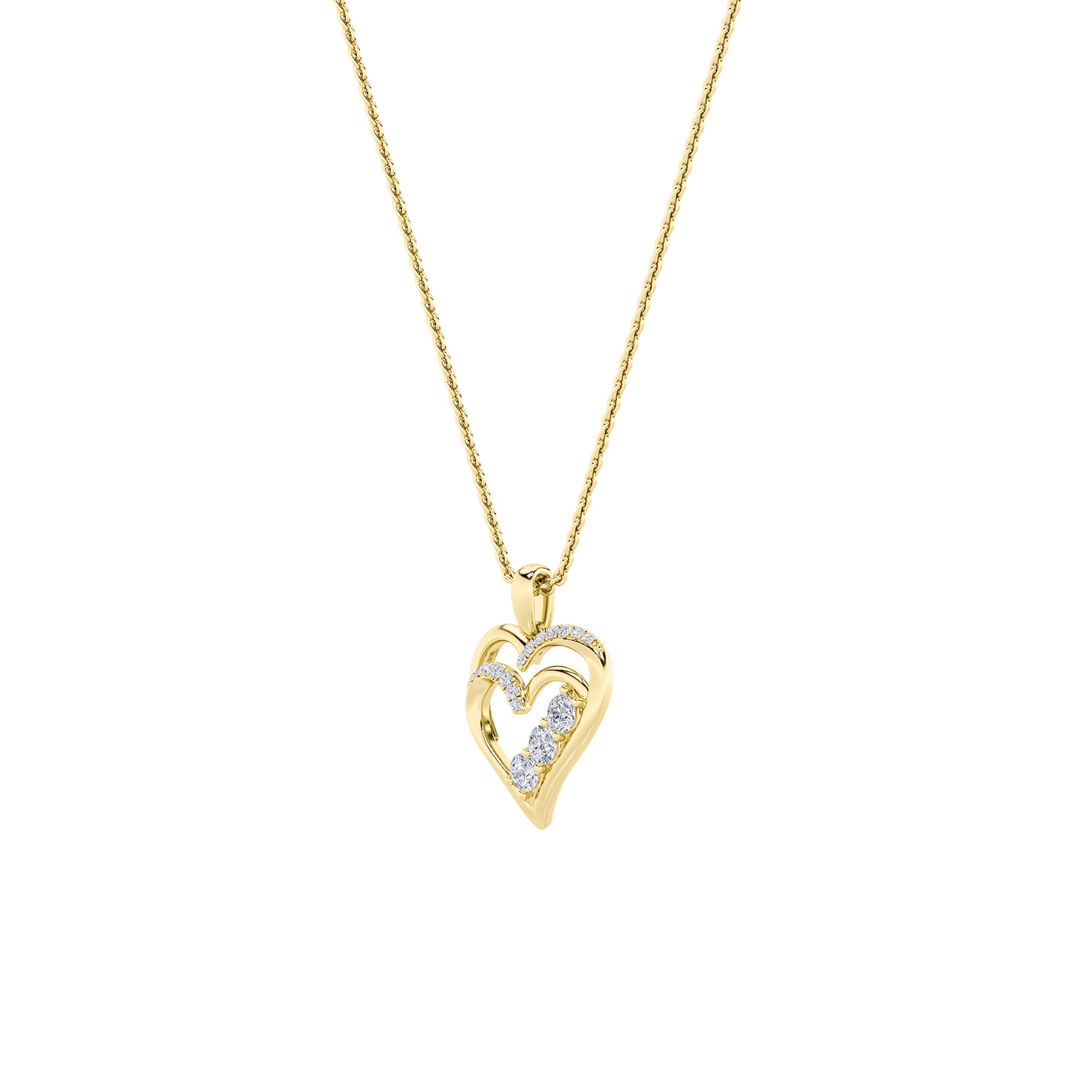 1CTW Round Shaped Lab Grown Diamond (F/VS) Heart Shaped Pendant in 14K Gold