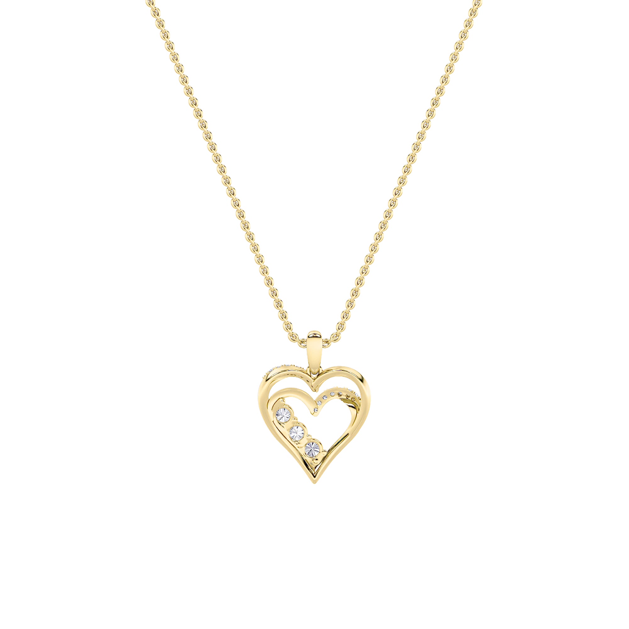 1CTW Round Shaped Lab Grown Diamond (F/VS) Heart Shaped Pendant in 14K Gold