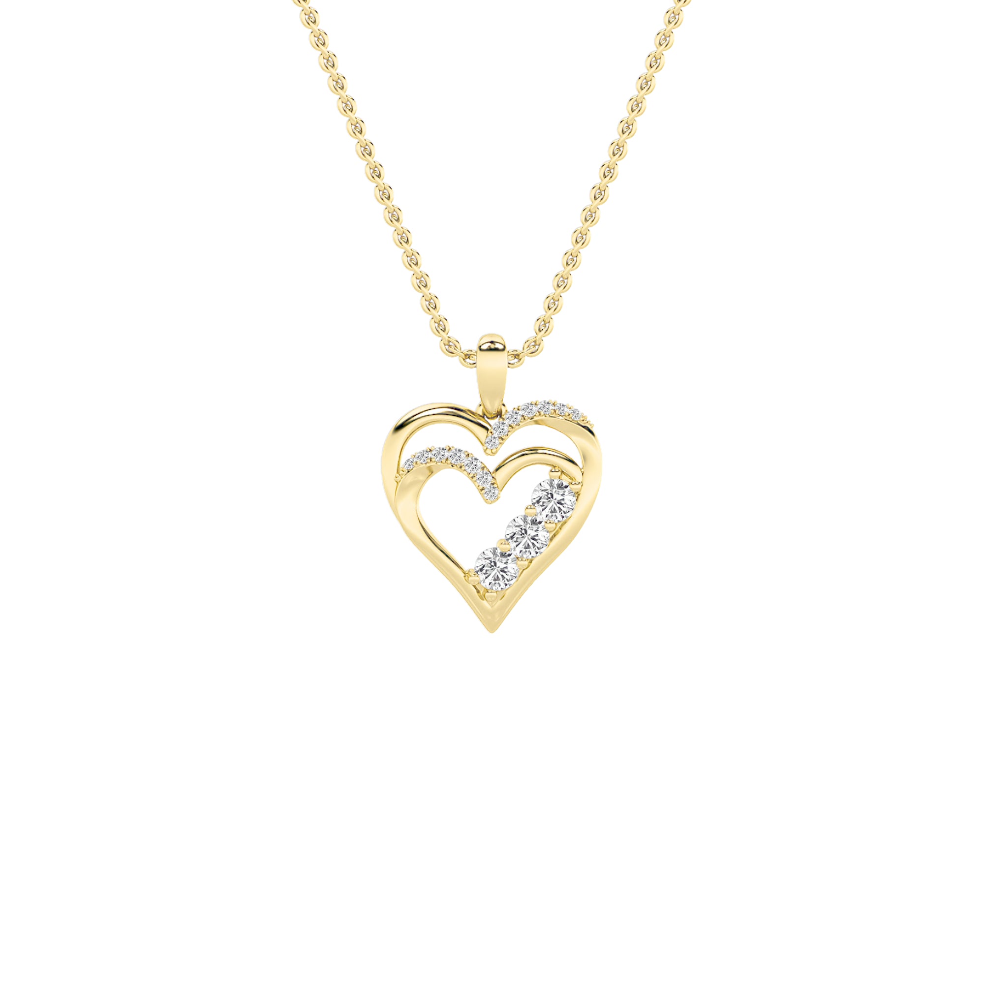 1CTW Round Shaped Lab Grown Diamond (F/VS) Heart Shaped Pendant in 14K Gold