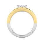 2CTW Pear Shaped Lab Grown Diamond (F/VS) Two Tone Wave Inspired Engagement Ring in 14K Gold