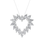 3CTW Marquise Shaped Lab Grown Diamond (F/VS) Heart Shaped Pendant in 14K Gold