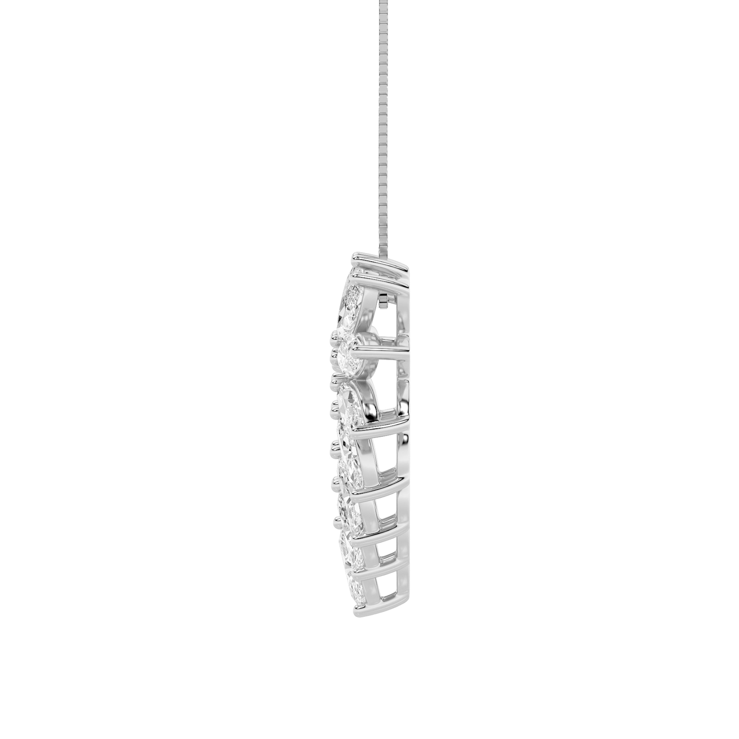 3CTW Marquise Shaped Lab Grown Diamond (F/VS) Heart Shaped Pendant in 14K Gold