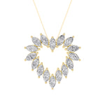 3CTW Marquise Shaped Lab Grown Diamond (F/VS) Heart Shaped Pendant in 14K Gold