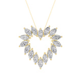 3CTW Marquise Shaped Lab Grown Diamond (F/VS) Heart Shaped Pendant in 14K Gold