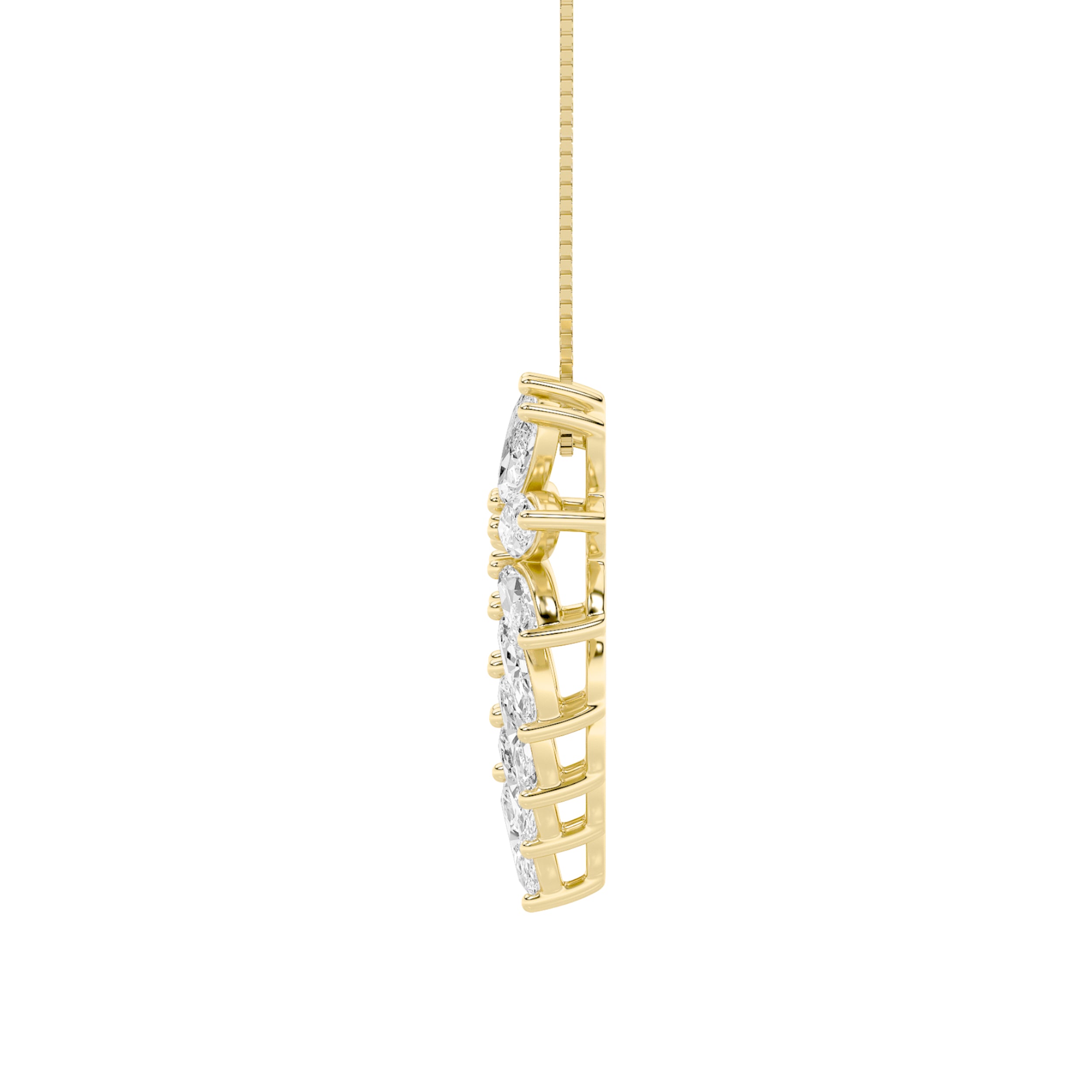 3CTW Marquise Shaped Lab Grown Diamond (F/VS) Heart Shaped Pendant in 14K Gold
