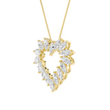 3CTW Marquise Shaped Lab Grown Diamond (F/VS) Heart Shaped Pendant in 14K Gold