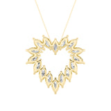 3CTW Marquise Shaped Lab Grown Diamond (F/VS) Heart Shaped Pendant in 14K Gold