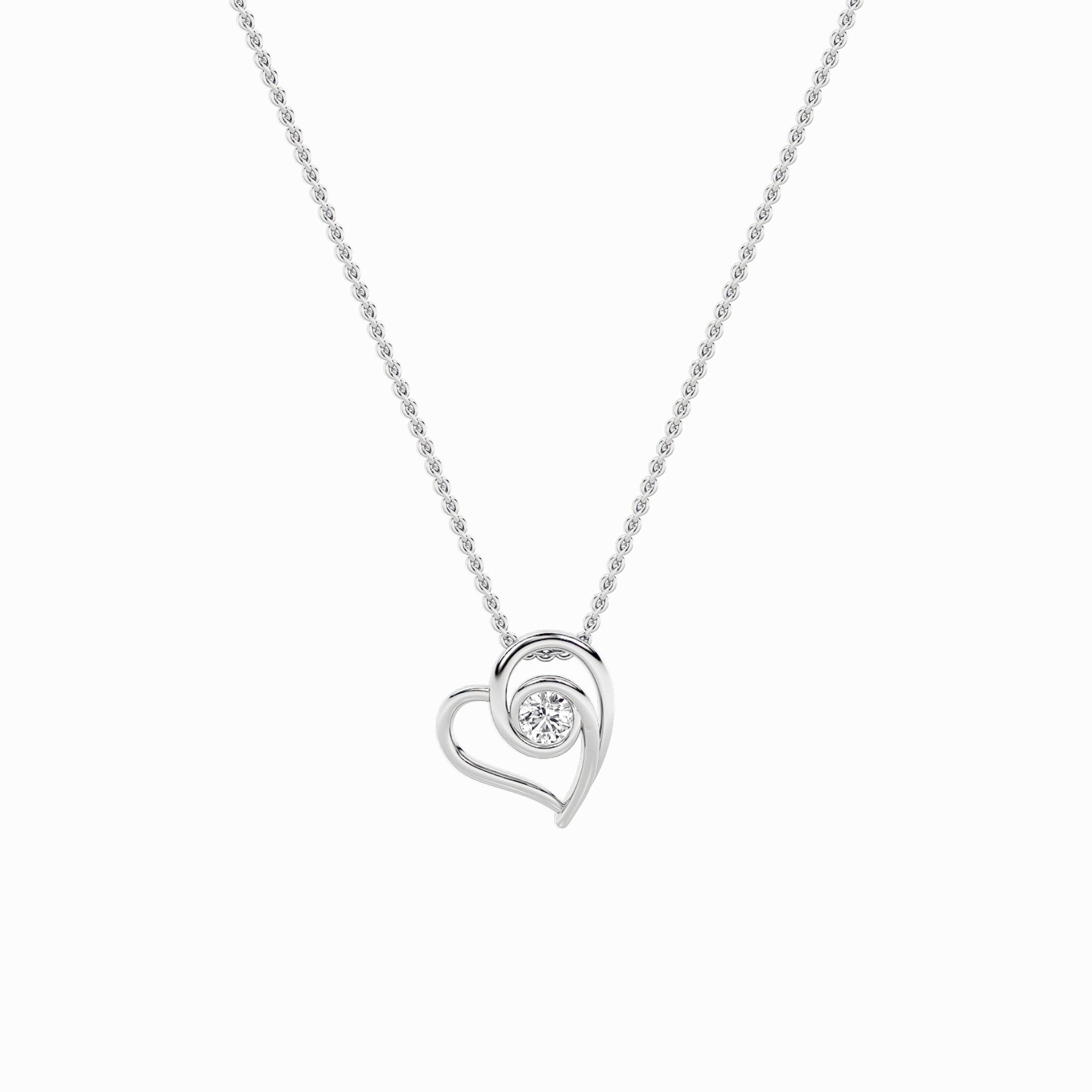 1CTW Round Shaped Lab Grown Diamond (F/VS) Heart Shaped Pendant in 14K Gold