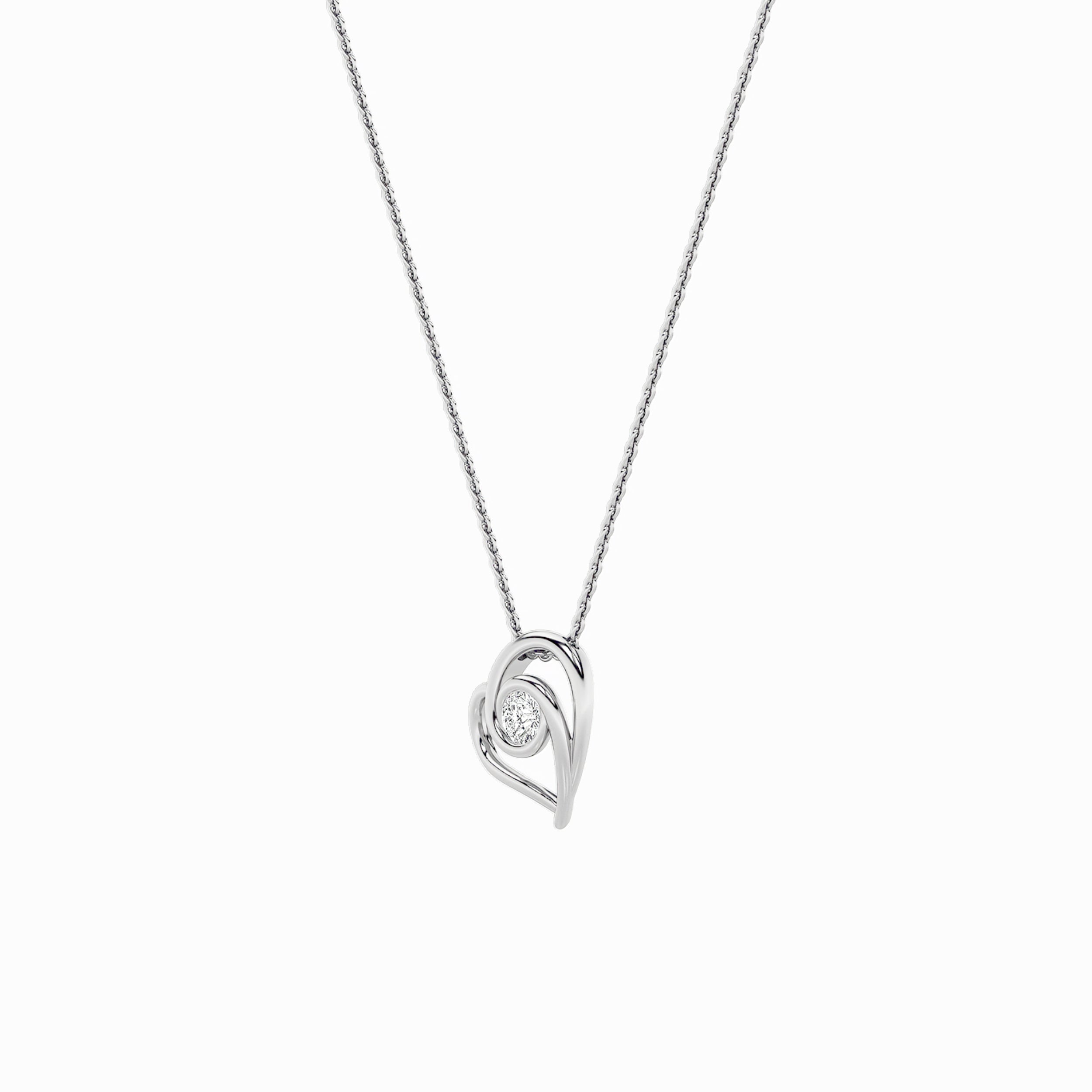 1CTW Round Shaped Lab Grown Diamond (F/VS) Heart Shaped Pendant in 14K Gold