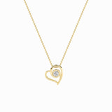 1CTW Round Shaped Lab Grown Diamond (F/VS) Heart Shaped Pendant in 14K Gold