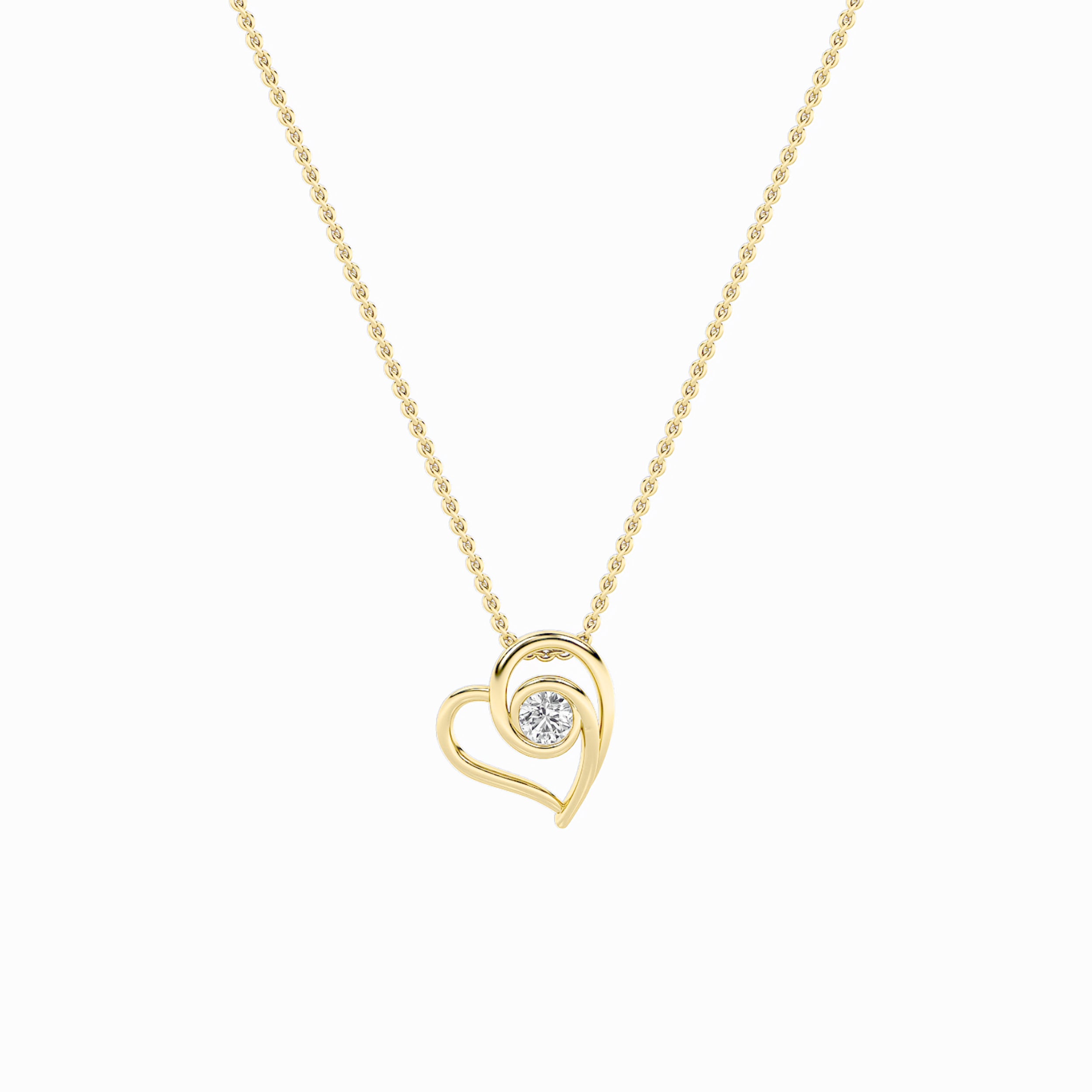 1CTW Round Shaped Lab Grown Diamond (F/VS) Heart Shaped Pendant in 14K Gold
