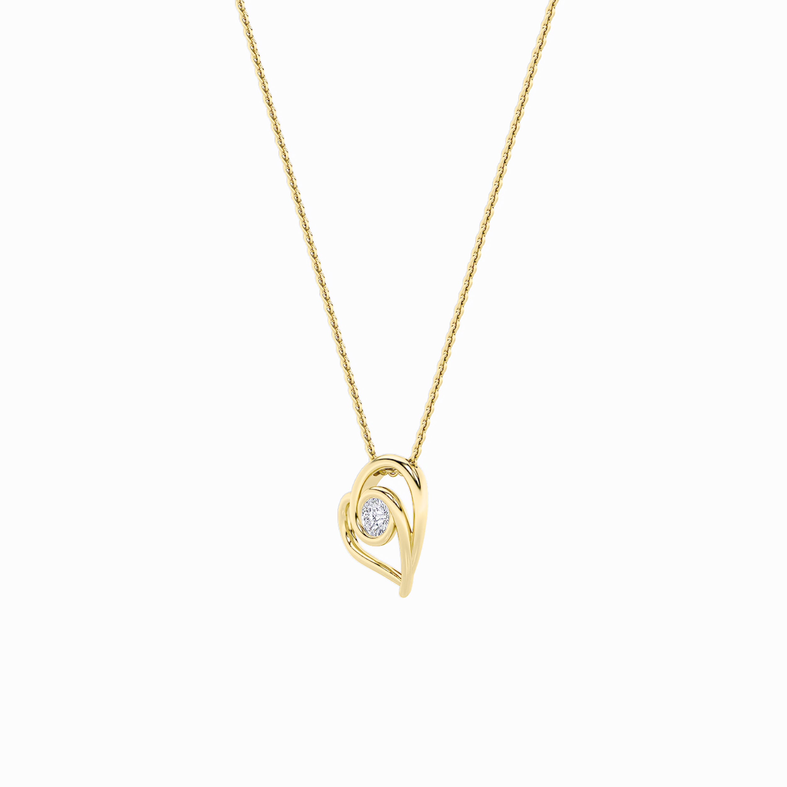 1CTW Round Shaped Lab Grown Diamond (F/VS) Heart Shaped Pendant in 14K Gold