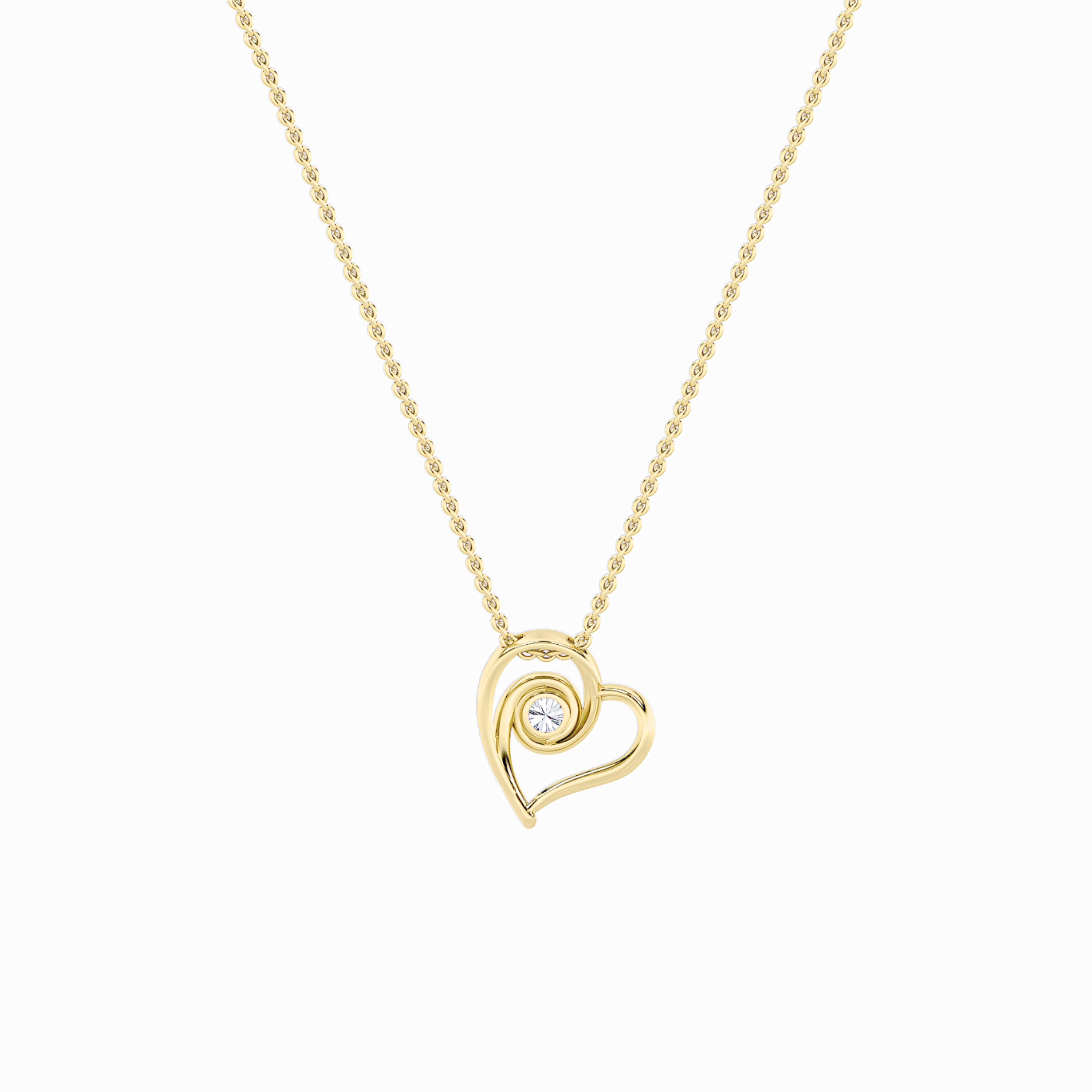 1CTW Round Shaped Lab Grown Diamond (F/VS) Heart Shaped Pendant in 14K Gold