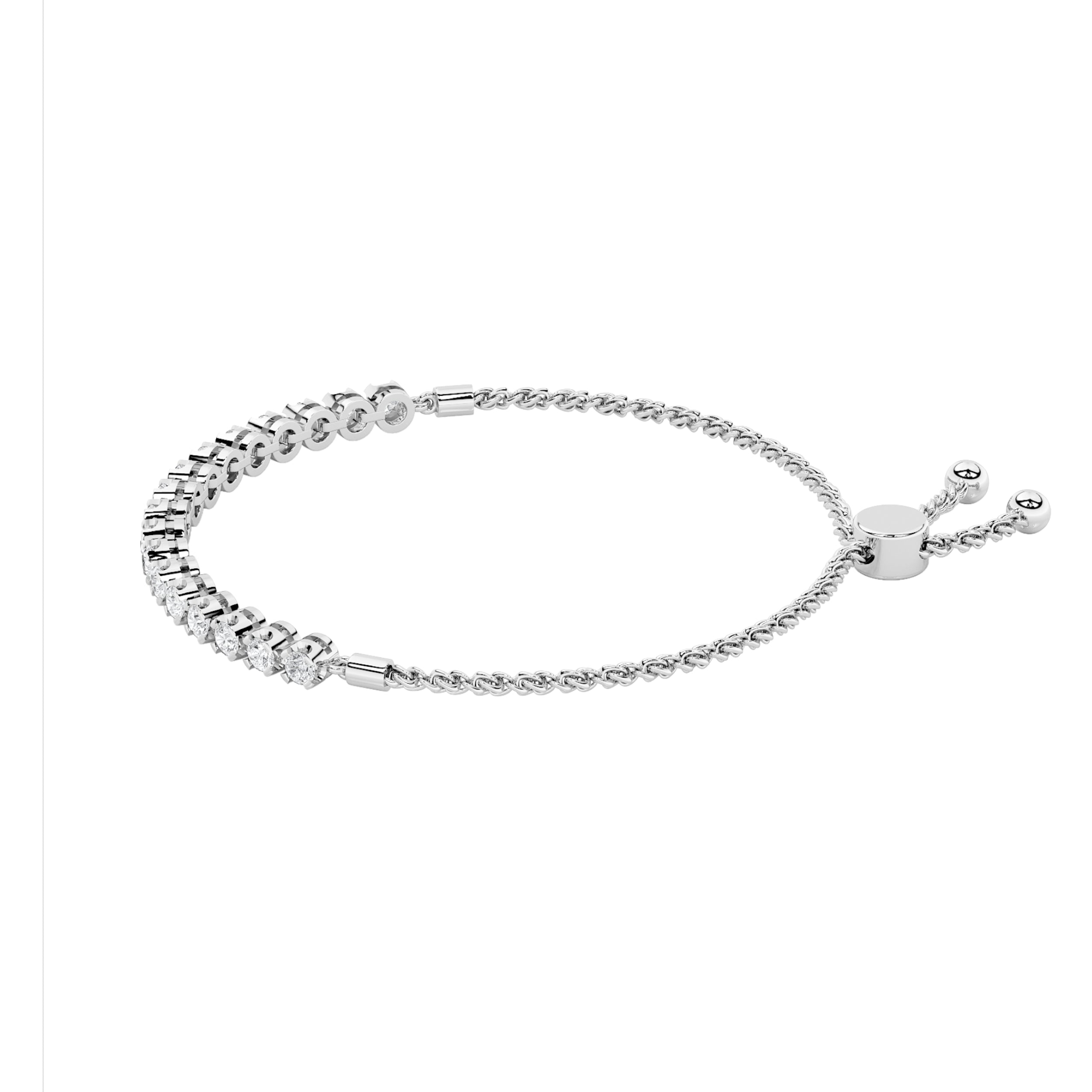1CTW Round Shaped Lab Grown Diamond (F/VS) Bolo Bracelet in 14K Gold