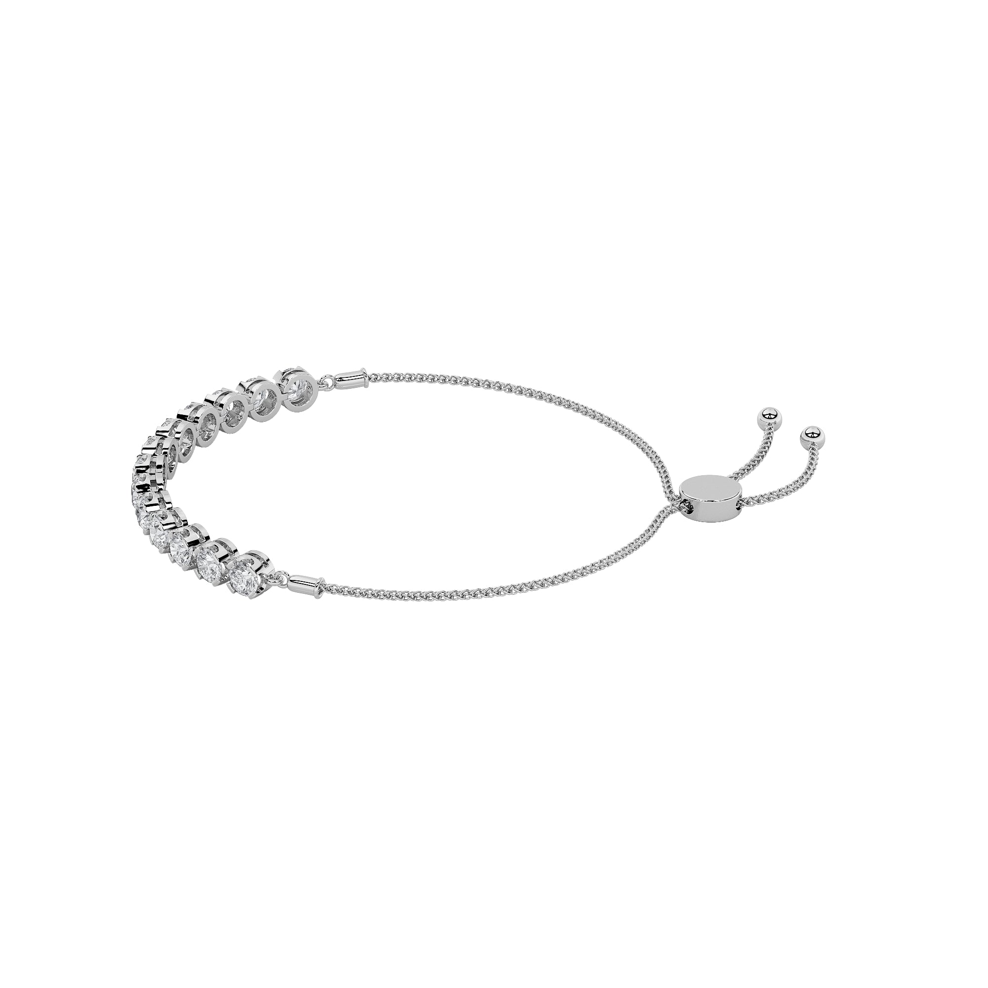 2.5CTW Round Shaped Lab Grown Diamond (F/VS) Bolo Bracelet in 14K Gold