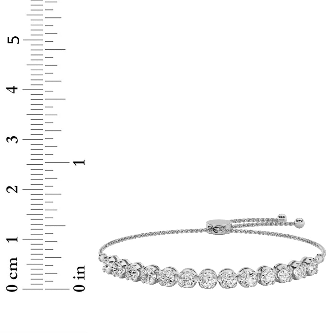 2.5CTW Round Shaped Lab Grown Diamond (F/VS) Bolo Bracelet in 14K Gold