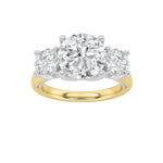 4CTW Round Shaped Lab Grown Diamond (F/VS) Accented Three Stone Ring in 14K Gold