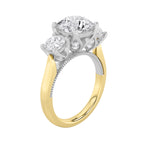 4CTW Round Shaped Lab Grown Diamond (F/VS) Accented Three Stone Ring in 14K Gold