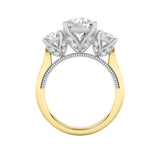 4CTW Round Shaped Lab Grown Diamond (F/VS) Accented Three Stone Ring in 14K Gold