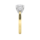 4CTW Round Shaped Lab Grown Diamond (F/VS) Accented Three Stone Ring in 14K Gold