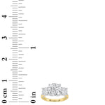 4CTW Round Shaped Lab Grown Diamond (F/VS) Accented Three Stone Ring in 14K Gold