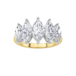2.5CTW Marquise Shaped Lab Grown Diamond (F/VS) Five Stone Ring in 14K Gold