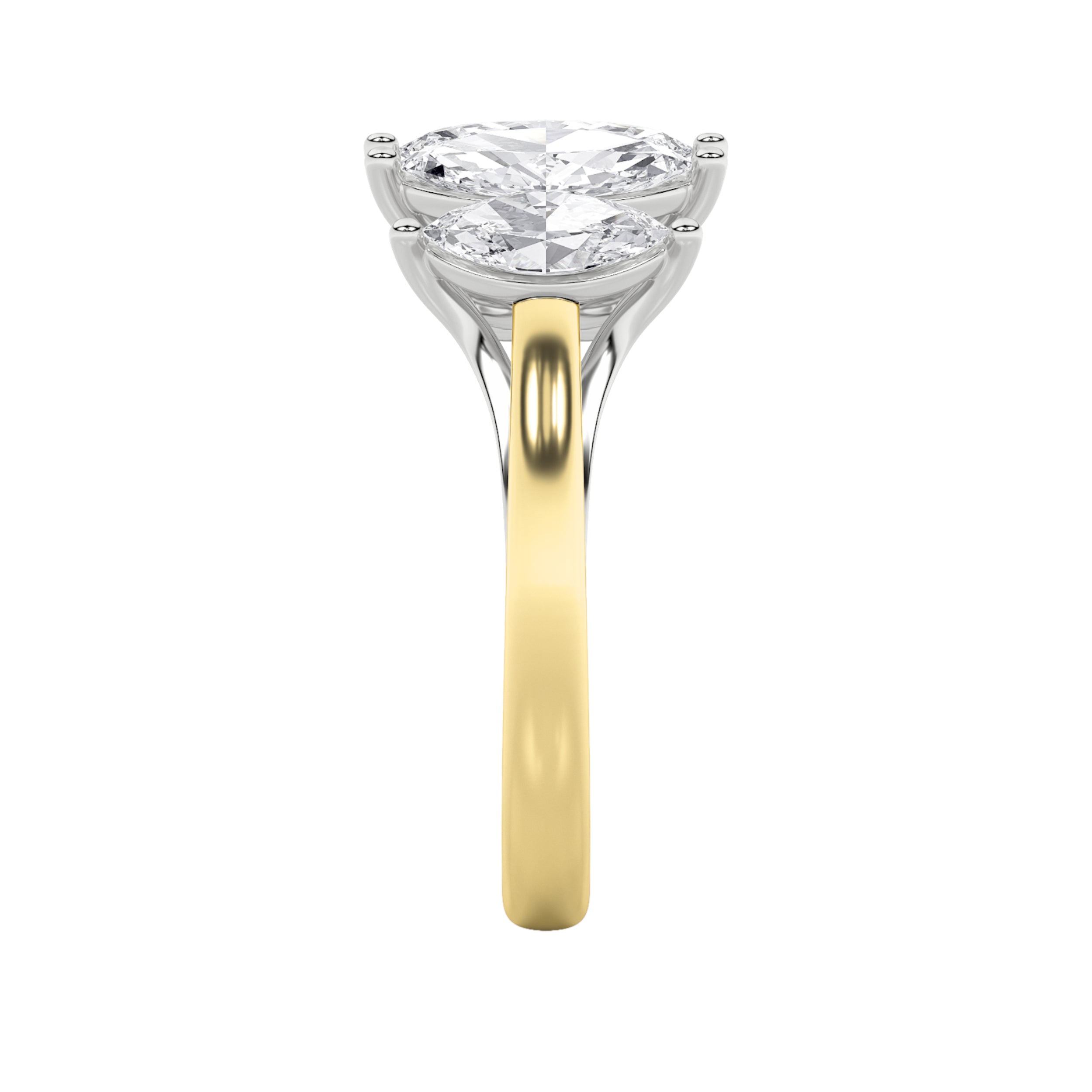 2.5CTW Marquise Shaped Lab Grown Diamond (F/VS) Five Stone Ring in 14K Gold