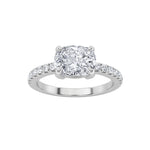 1.5CTW Elongated Cushion Shaped Lab Grown Diamond (F/VS) East West Accented Ring in 14K Gold