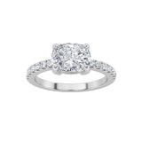 1.5CTW Elongated Cushion Shaped Lab Grown Diamond (F/VS) East West Accented Ring in 14K Gold