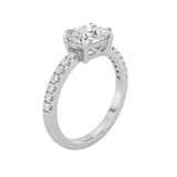 1.5CTW Elongated Cushion Shaped Lab Grown Diamond (F/VS) East West Accented Ring in 14K Gold