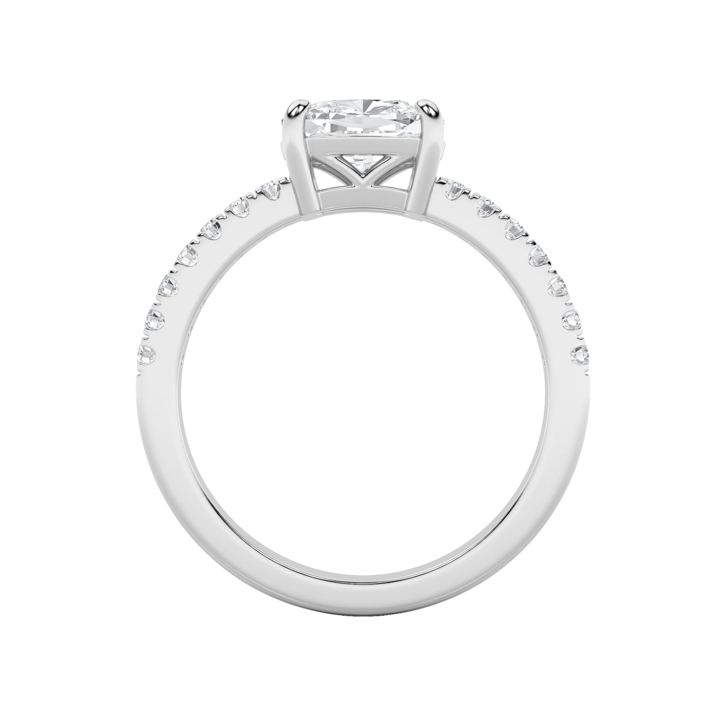 1.5CTW Elongated Cushion Shaped Lab Grown Diamond (F/VS) East West Accented Ring in 14K Gold