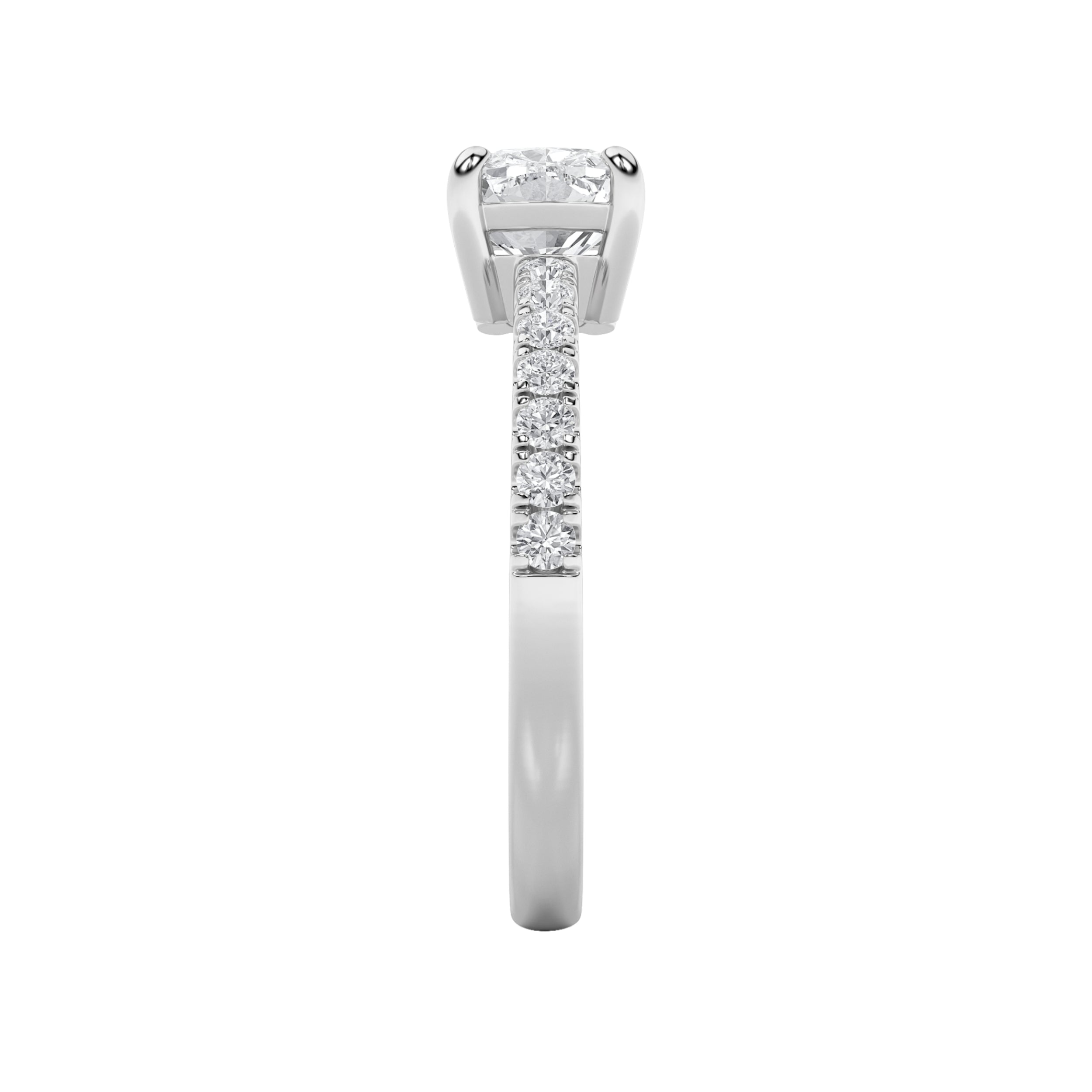 1.5CTW Elongated Cushion Shaped Lab Grown Diamond (F/VS) East West Accented Ring in 14K Gold