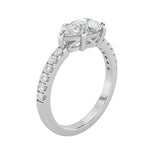 1.5CTW Pear Shaped Lab Grown Diamond (F/VS) East West Accented Ring in 14K Gold