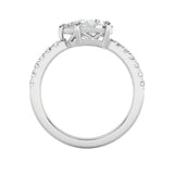 1.5CTW Pear Shaped Lab Grown Diamond (F/VS) East West Accented Ring in 14K Gold