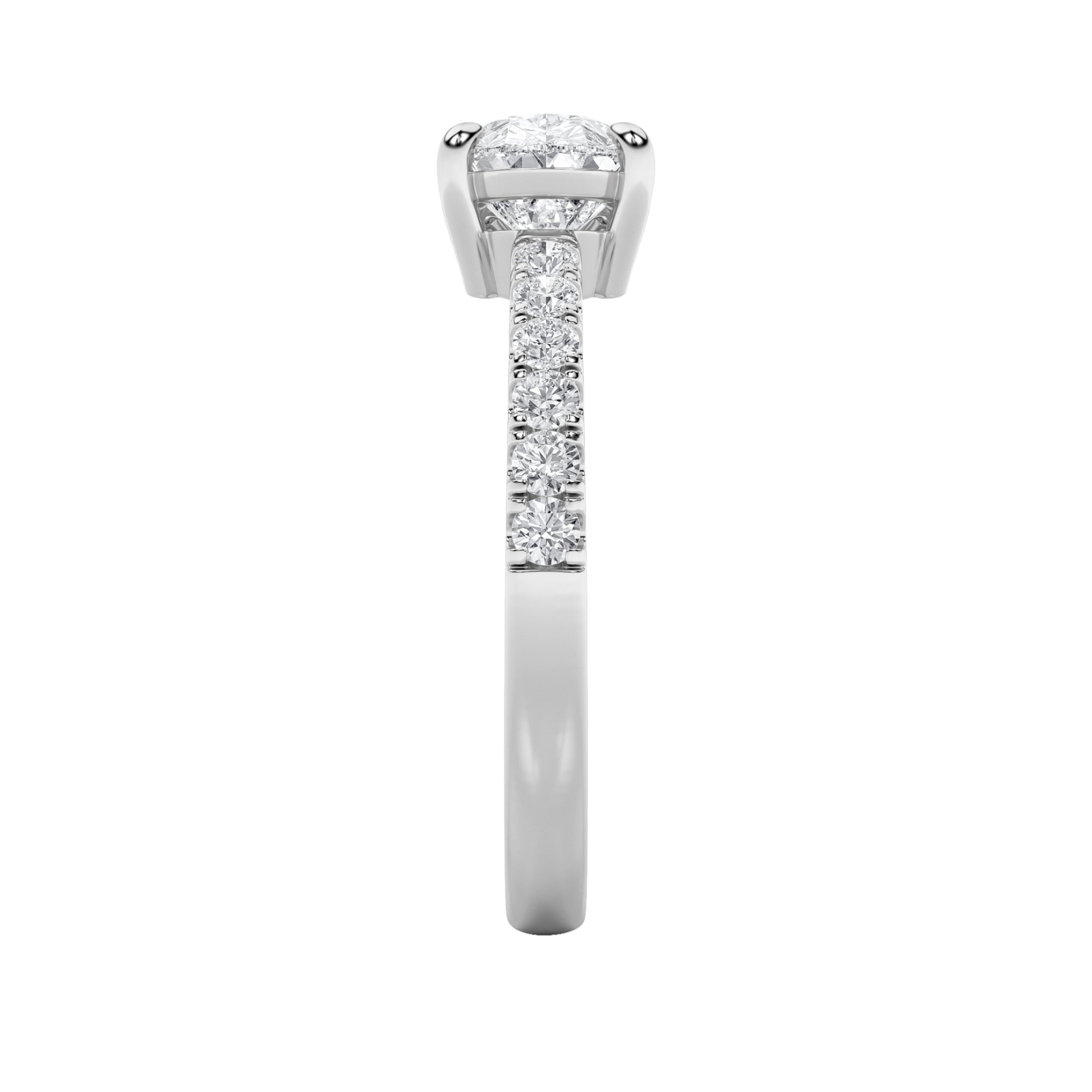 1.5CTW Pear Shaped Lab Grown Diamond (F/VS) East West Accented Ring in 14K Gold