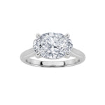 2CTW Oval Shaped Lab Grown Diamond (F/VS) East West Accented Ring in 14K Gold