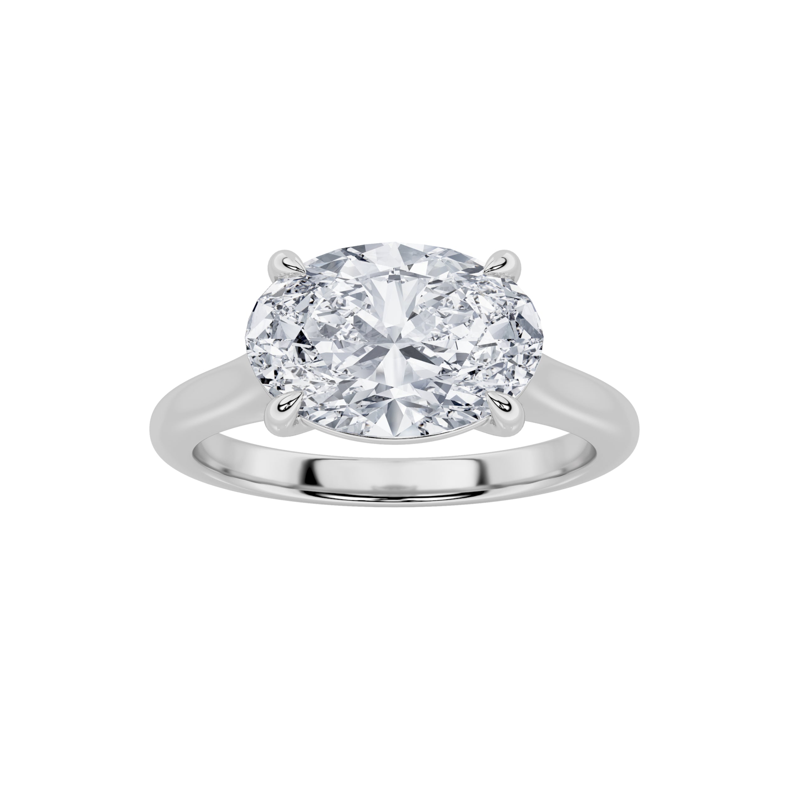 2CTW Oval Shaped Lab Grown Diamond (F/VS) East West Accented Ring in 14K Gold