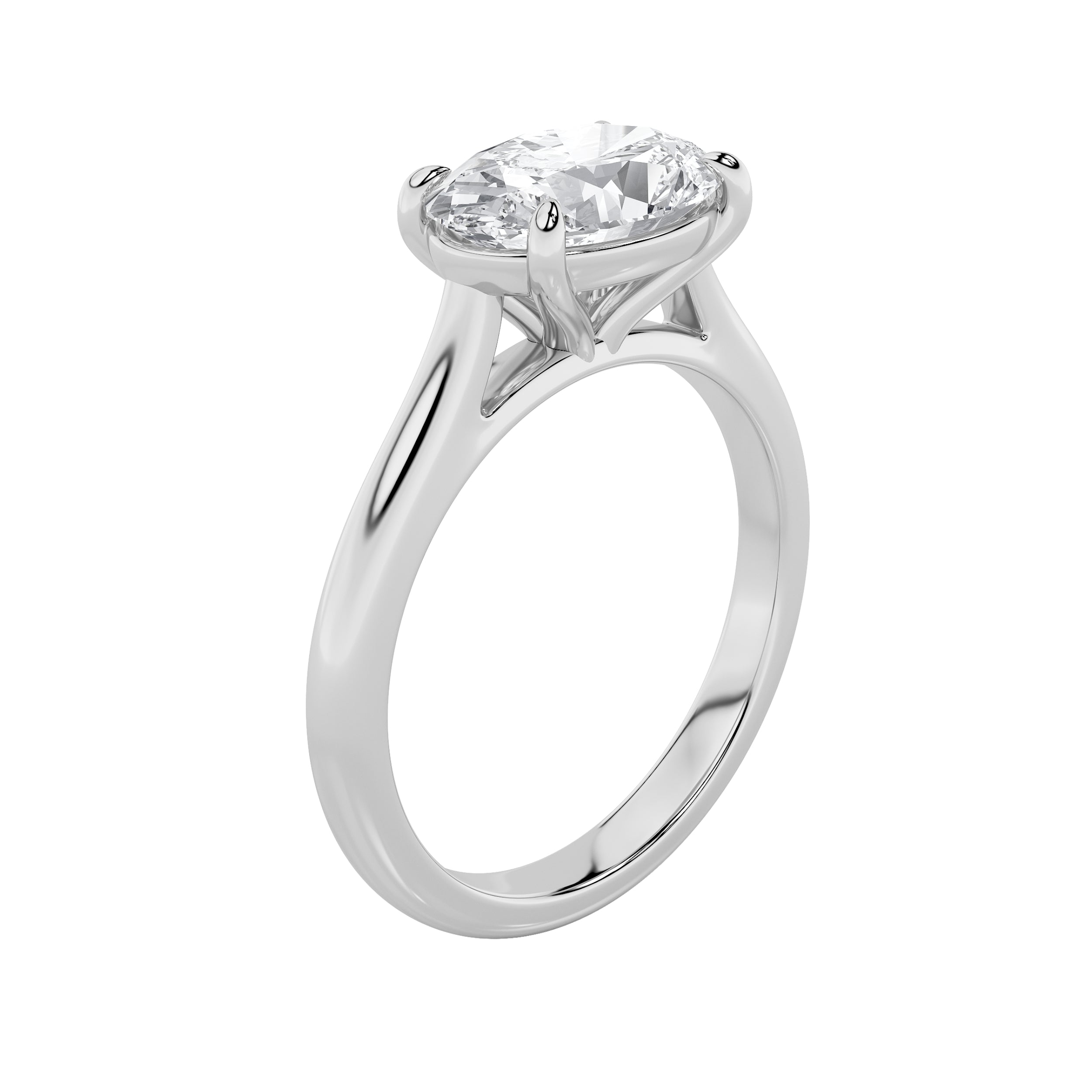 2CTW Oval Shaped Lab Grown Diamond (F/VS) East West Accented Ring in 14K Gold