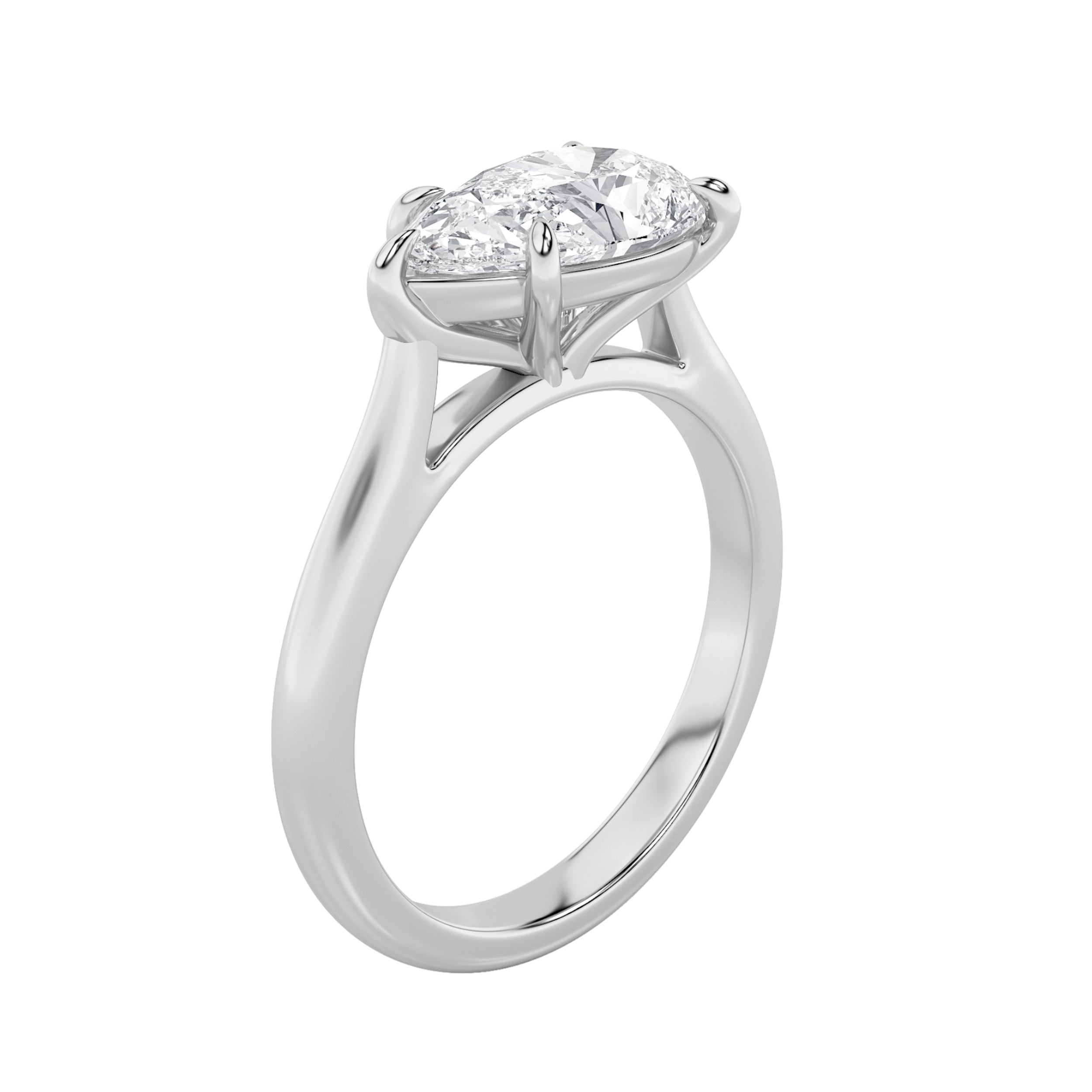 2CTW Pear Shaped Lab Grown Diamond (F/VS) East West Accented Ring in 14K Gold