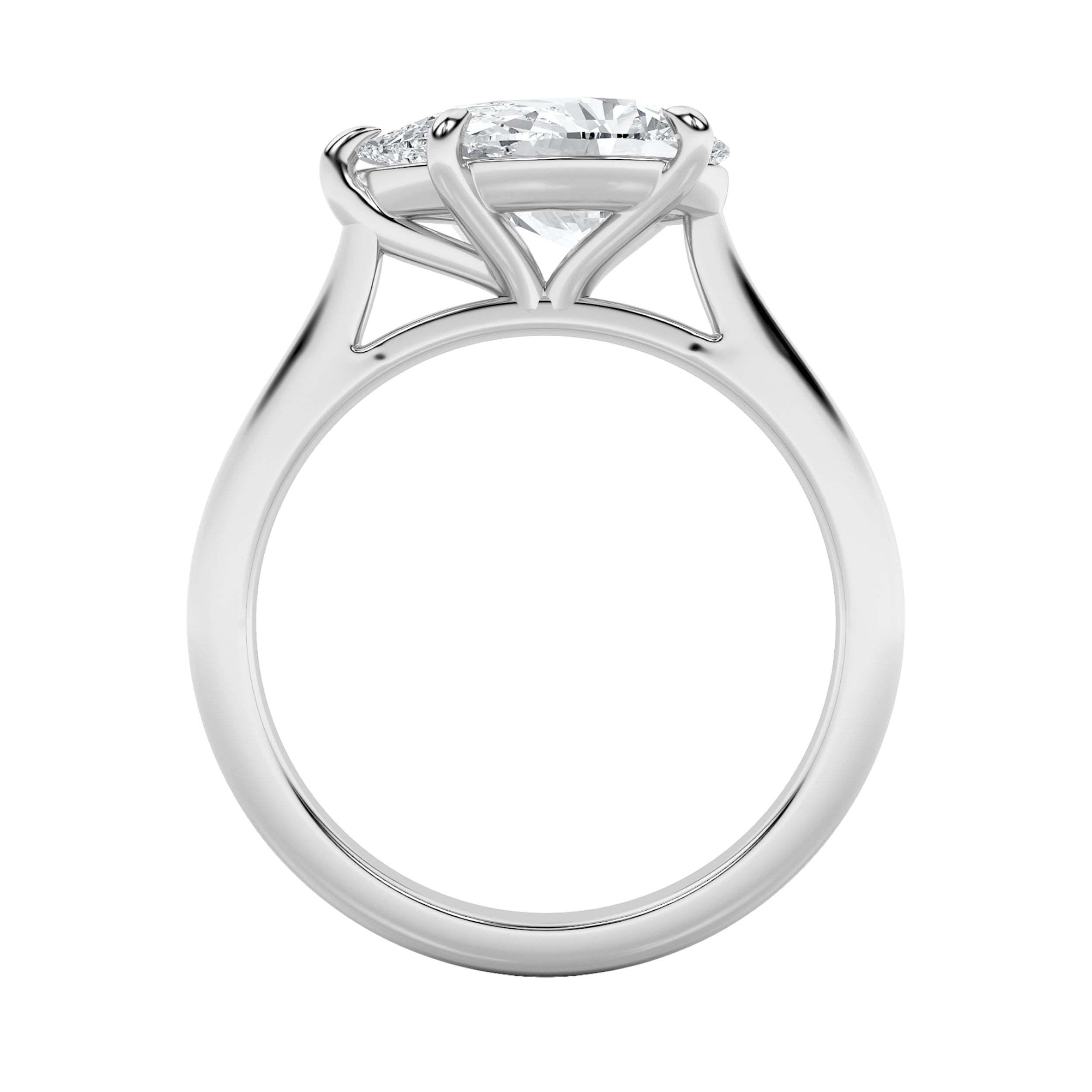 2CTW Pear Shaped Lab Grown Diamond (F/VS) East West Accented Ring in 14K Gold