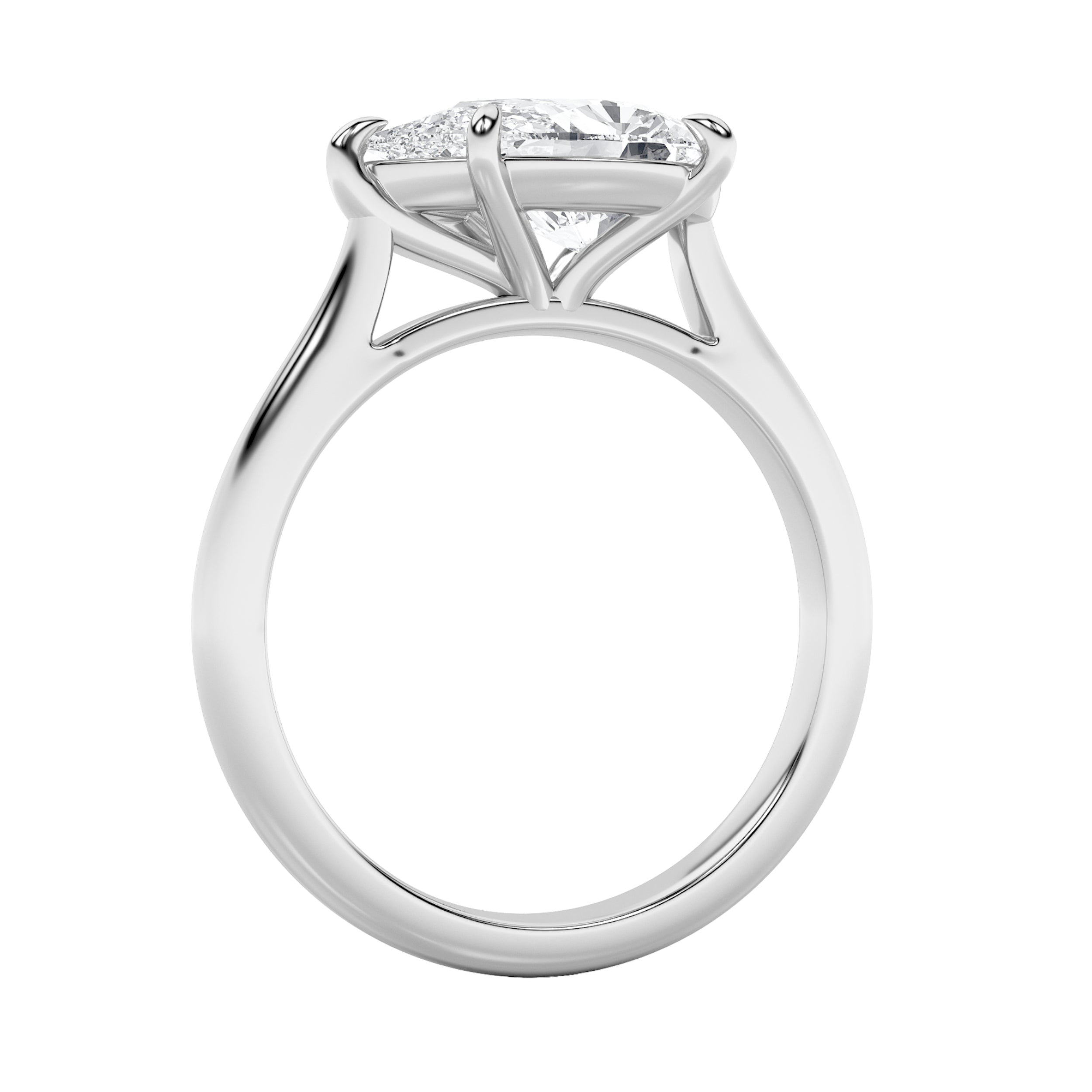 2CTW Pear Shaped Lab Grown Diamond (F/VS) East West Accented Ring in 14K Gold