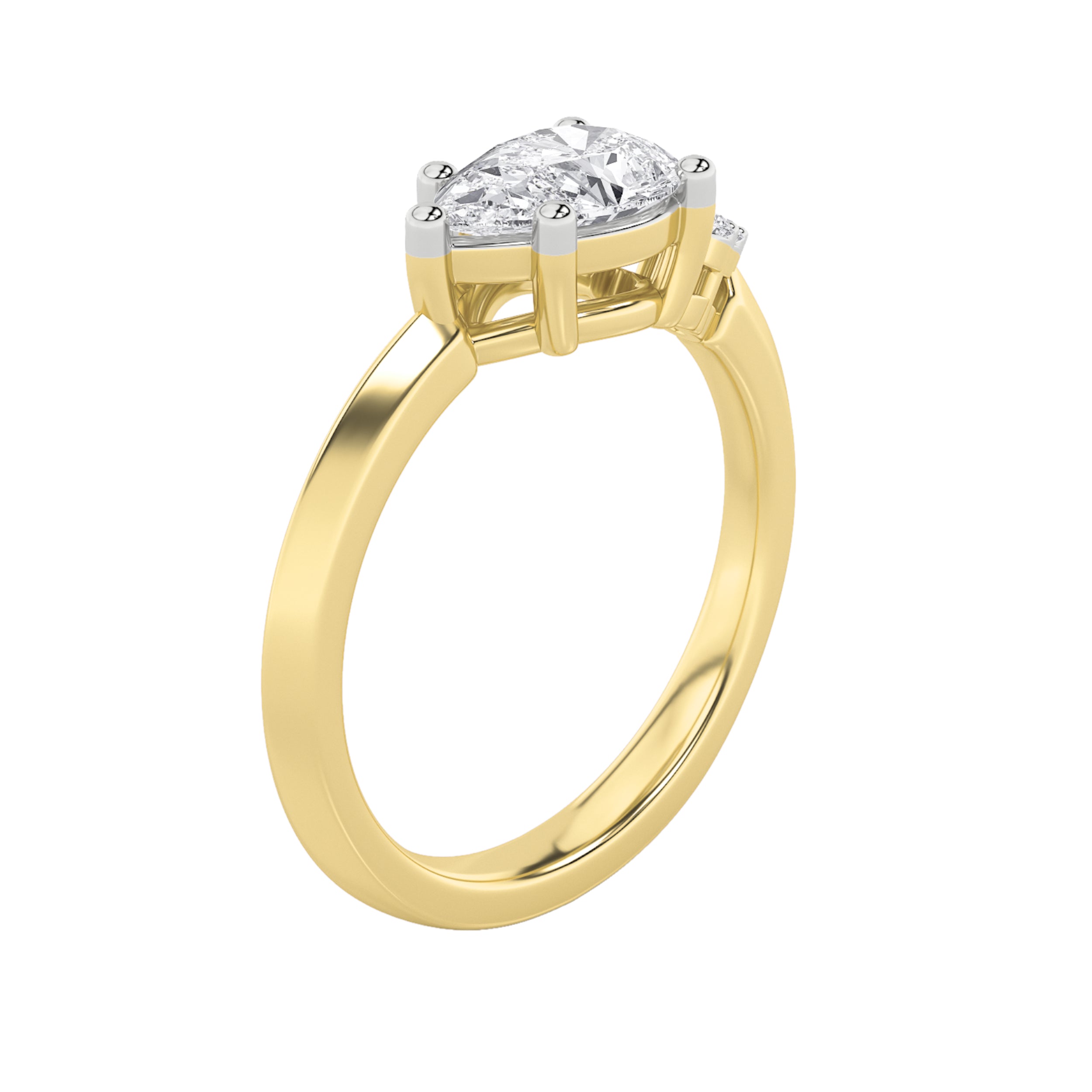 1CTW Pear Shaped Lab Grown Diamond (F/VS) East West Fashion Ring in 14K Gold