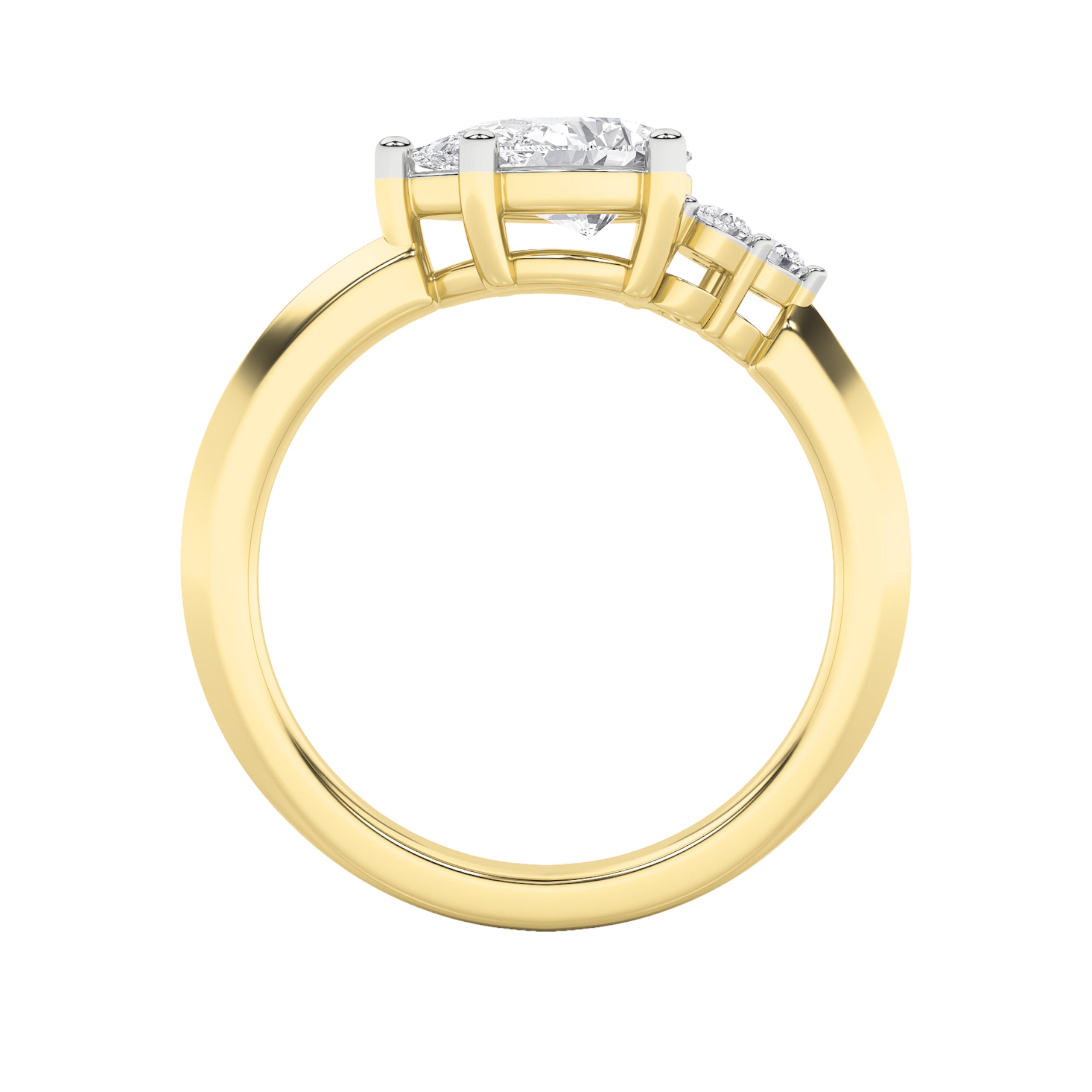 1CTW Pear Shaped Lab Grown Diamond (F/VS) East West Fashion Ring in 14K Gold