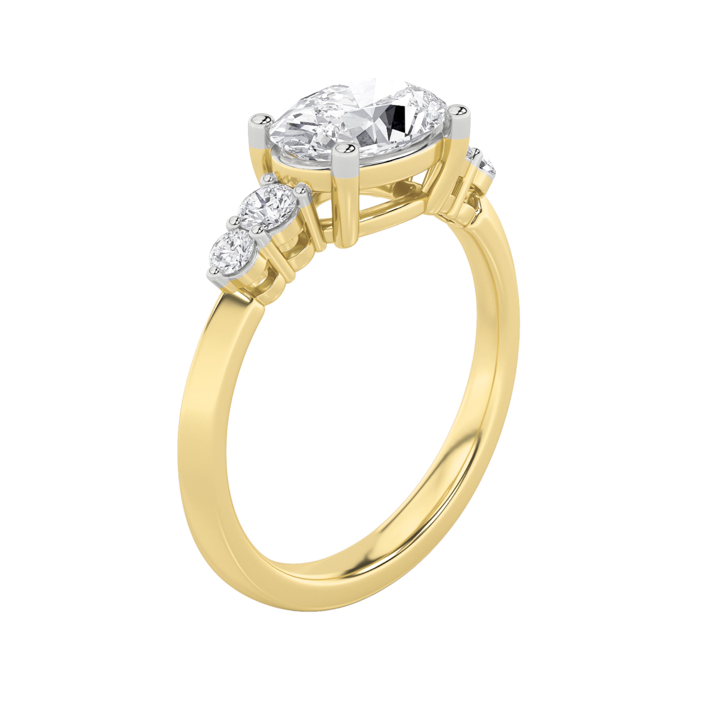 1.5CTW Oval Shaped Lab Grown Diamond (F/VS) East West Five Stone Ring in 14K Gold