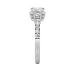 2CTW Emerald Shaped Lab Grown Diamond (F/VS) East West Accented Three Stone Ring in 14K Gold