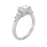 1.5CTW Emerald Shaped Lab Grown Diamond (F/VS) East West Accented Three Stone Ring in 14K Gold