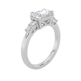 1.5CTW Emerald Shaped Lab Grown Diamond (F/VS) East West Accented Three Stone Ring in 14K Gold