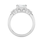 1.5CTW Emerald Shaped Lab Grown Diamond (F/VS) East West Accented Three Stone Ring in 14K Gold